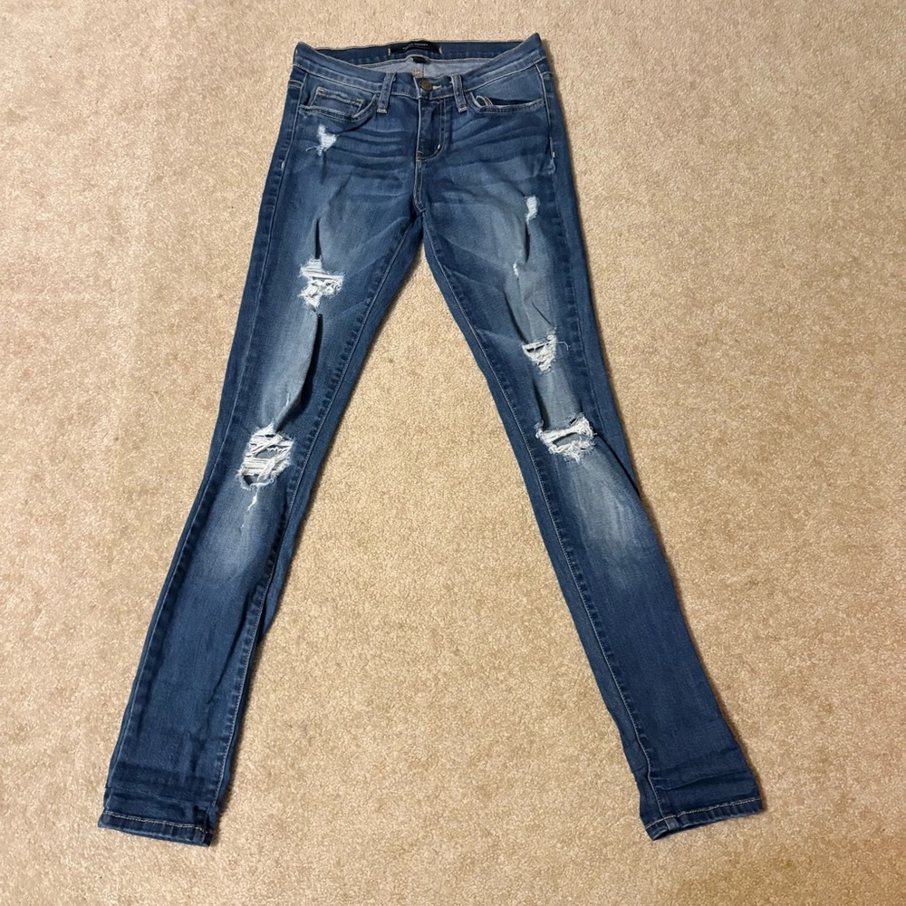 Flying Monkey Distressed Skinny Jeans in Blue